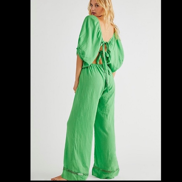 Free People Salerno Jumpsuit Peach Brioche Jumper size S - Picture 5 of 17